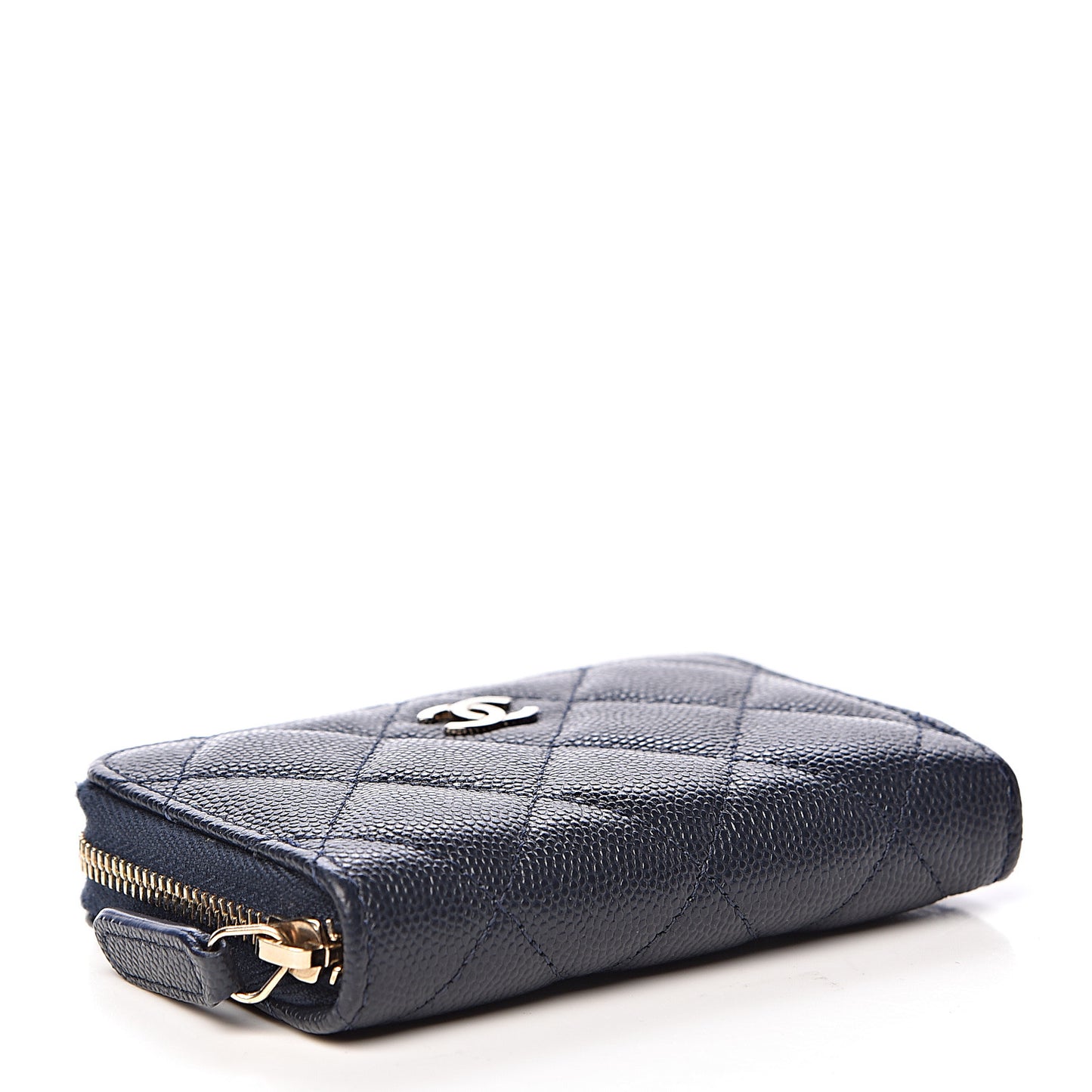 Caviar Quilted Zip Coin Purse Navy