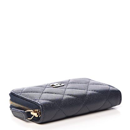 Chanel Caviar Quilted Zip Coin Purse Navy 4 of 8