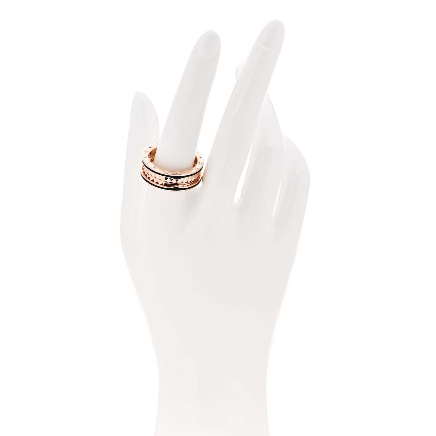 18K Rose Gold Black Ceramic B.Zero1 Rock Two-Band Ring 61 9.5