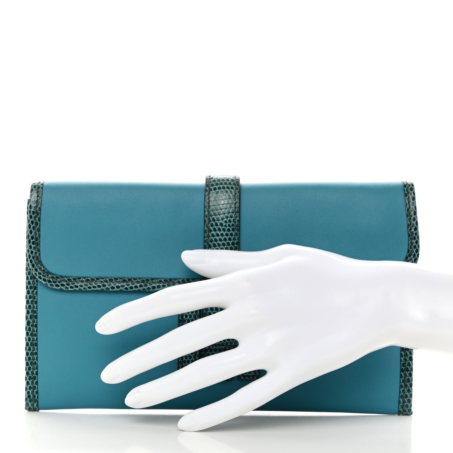 Swift Lizard Jige Elan Touch Duo Clutch Bleu Paon Mykonos