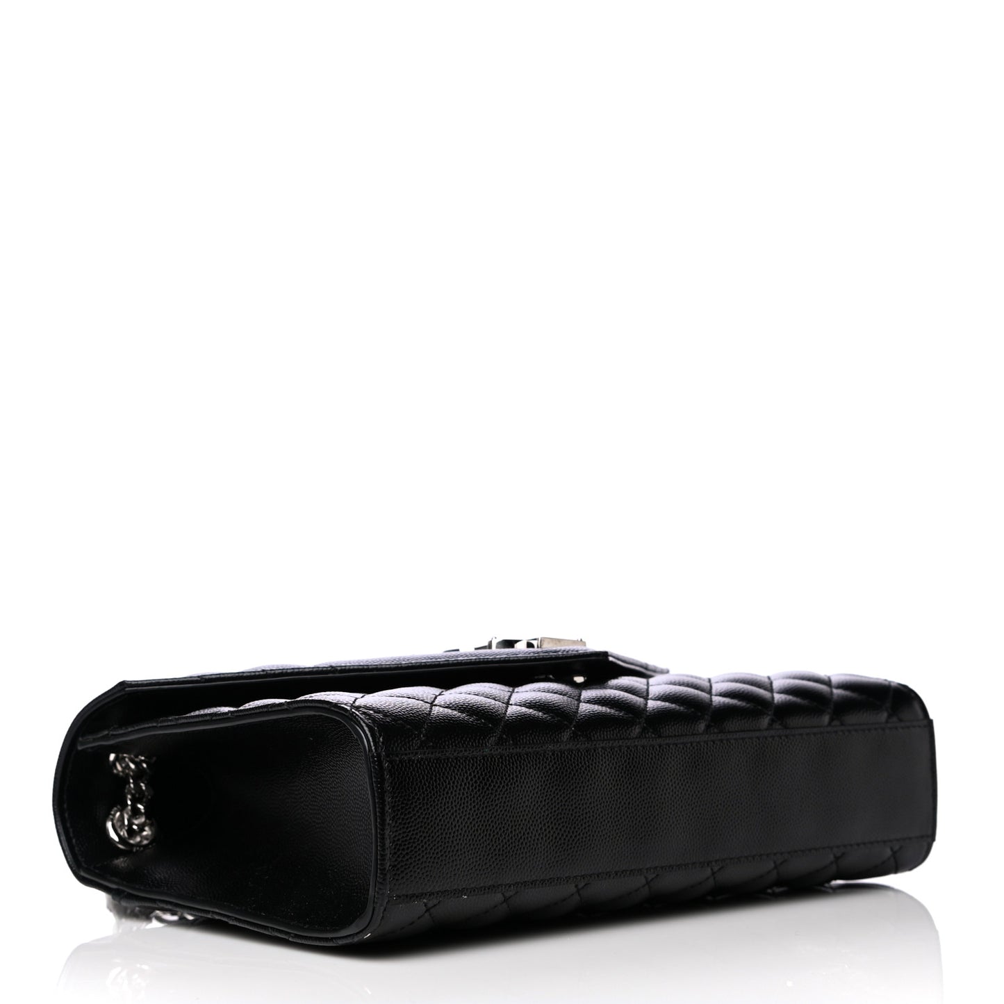 Grain De Poudre Textured Mixed Matelasse Triquilt Medium Monogram Satchel Black