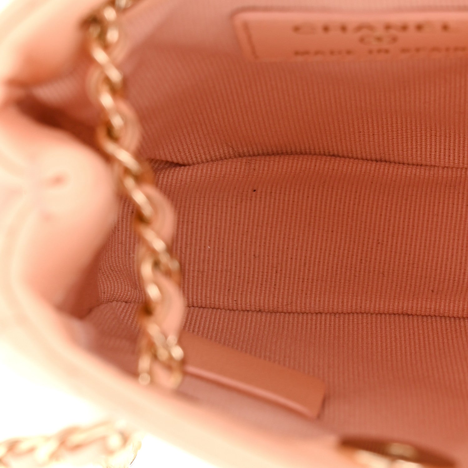Chanel Lambskin Quilted Tiny Shopping Clutch With Chain Light Beige 5 of 15
