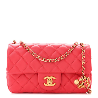 Chanel Lambskin Quilted Mini Rectangular Pearl Crush Flap Red 1 of 11