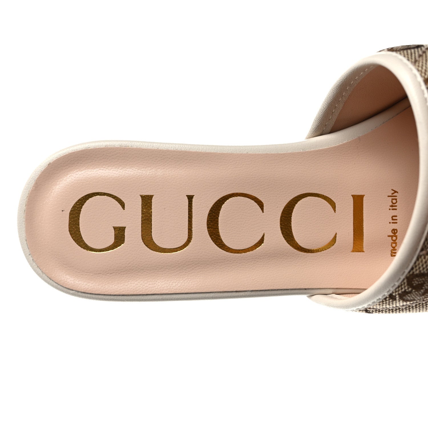 Gucci Monogram Matelasse Diagonal GG Marmont Flat Slide Sandals 35.5 Beige Ebony Mystic White 7 of 8