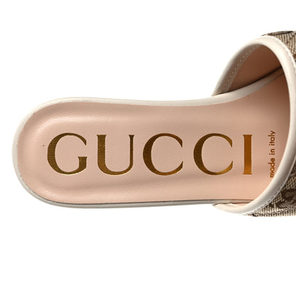 Gucci Monogram Matelasse Diagonal GG Marmont Flat Slide Sandals 35.5 Beige Ebony Mystic White 7 of 8