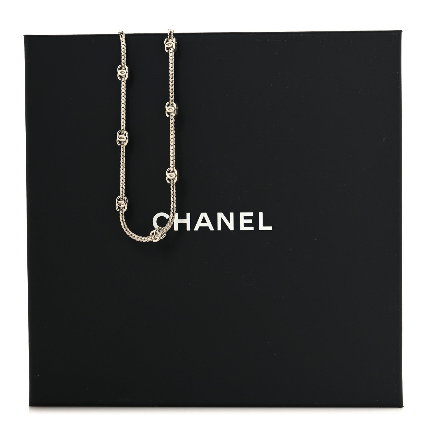 Chanel Metal CC Short Chain Necklace Silver 5 of 5