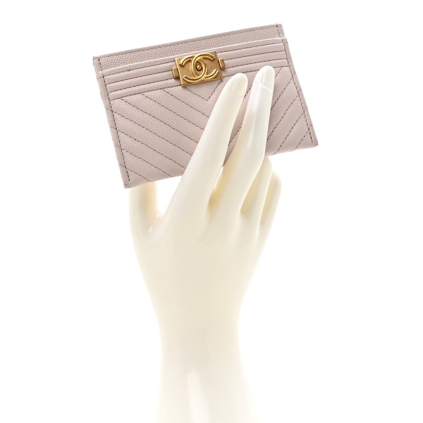 Caviar Quilted Chevron Boy Card Holder Light Purple