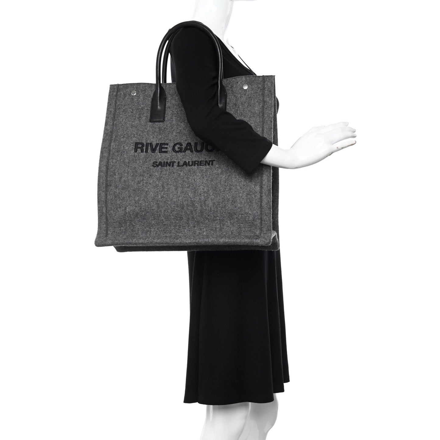 Wool Calfskin Rive Gauche North South Tote Grey