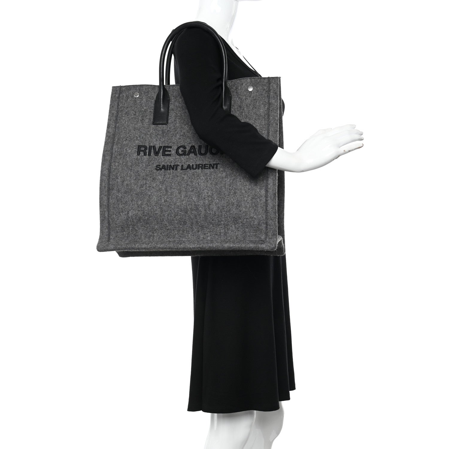 Saint Laurent Wool Calfskin Rive Gauche North South Tote Grey 2 of 9