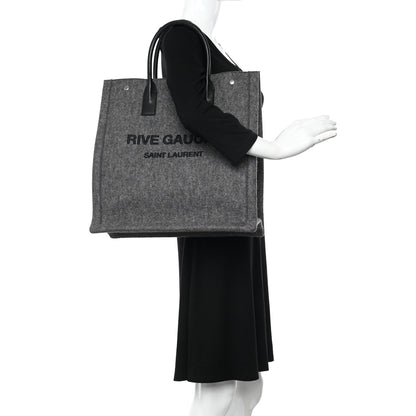 Saint Laurent Wool Calfskin Rive Gauche North South Tote Grey 2 of 9