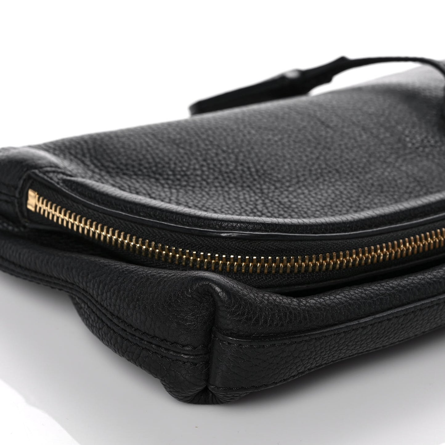 Grainy Calfskin Padlock Skull Clutch Black