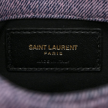 Saint Laurent Denim Quilted Loulou Puffer Monogram Pouch Clutch Bleached Lilac 7 of 8