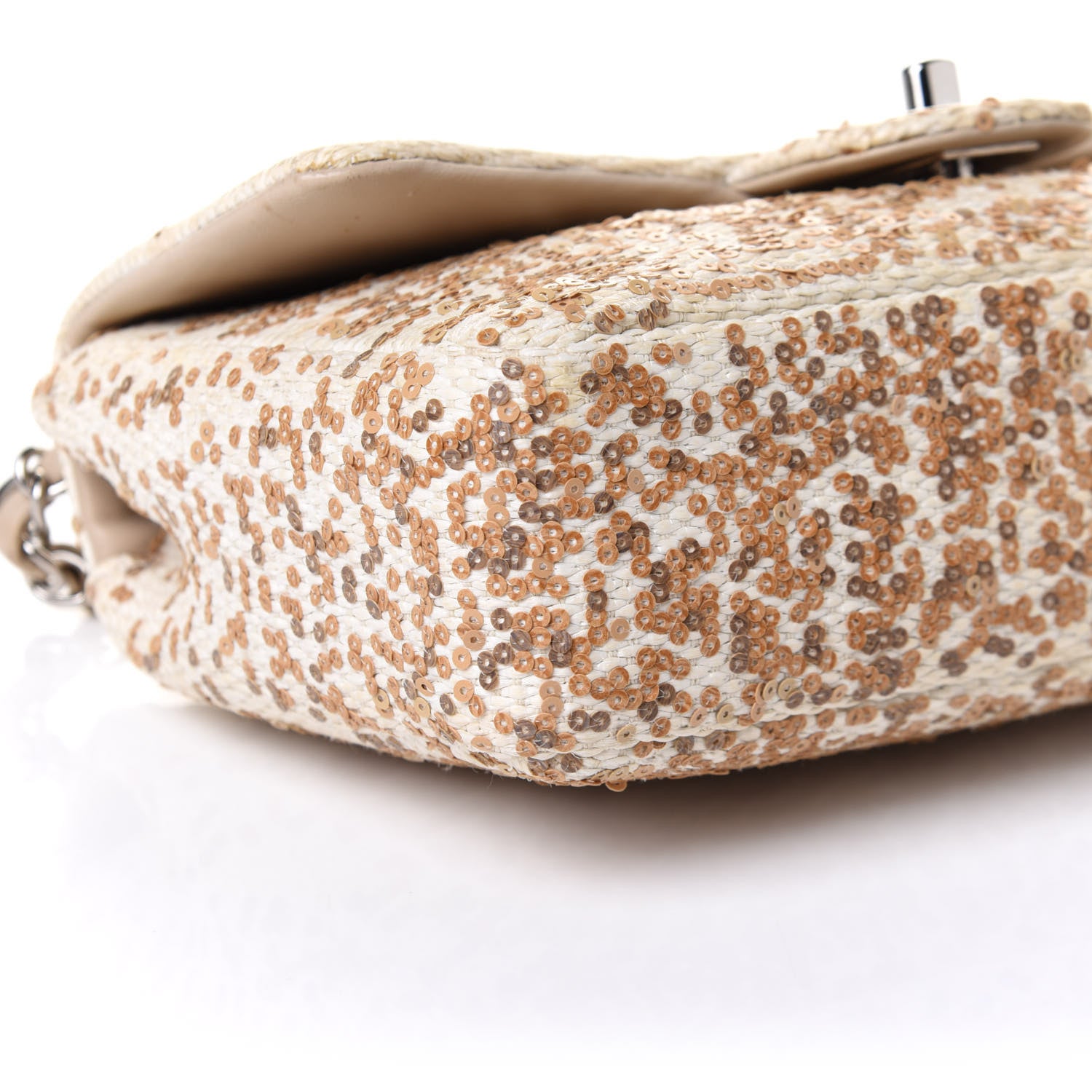 Chanel Raffia Sequin Small Single Flap Beige Gold 8 of 9