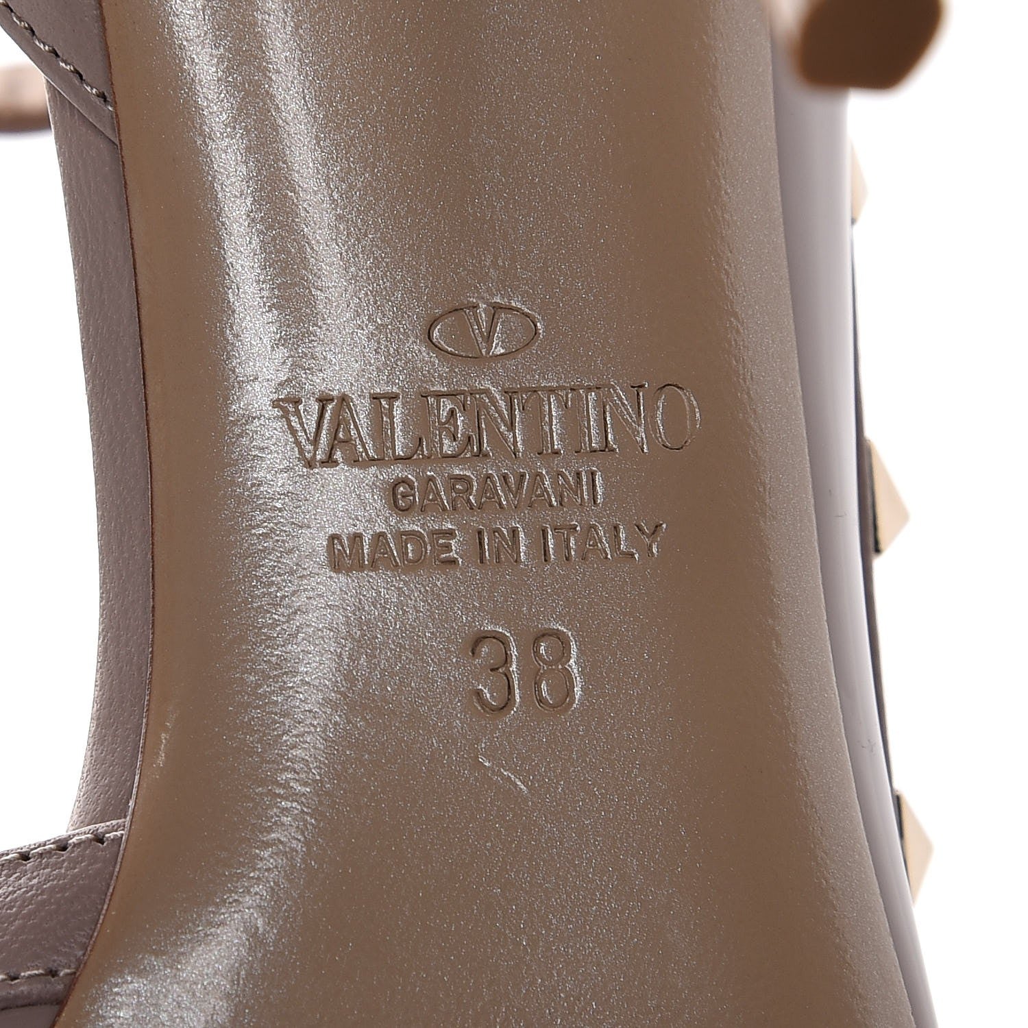 Valentino Garavani Patent Rockstud Ankle Strap d'Orsay Open Toe Pumps 38 Poudre 6 of 8
