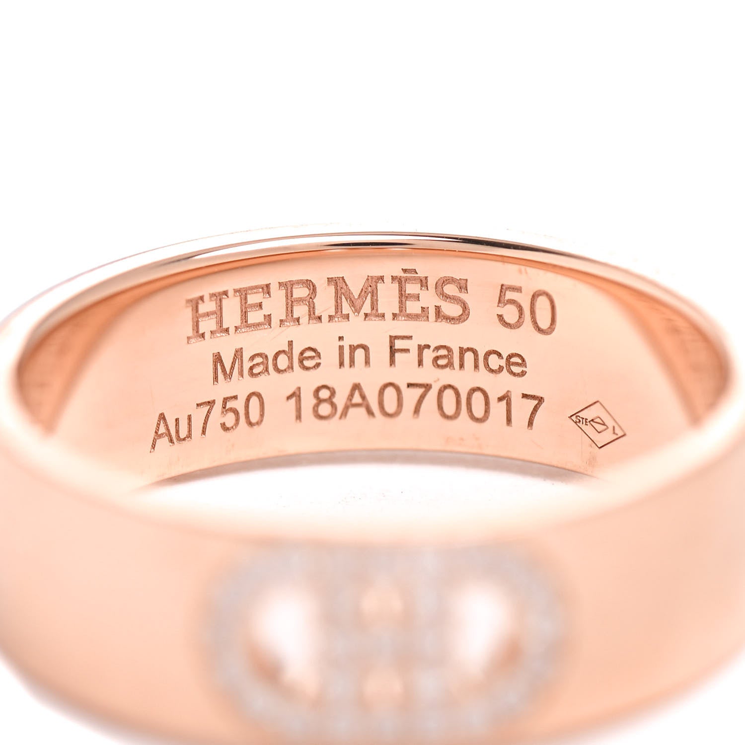 Hermes 18K Rose Gold Diamond PM H D'Ancre Ring 50 5.25 4 of 4