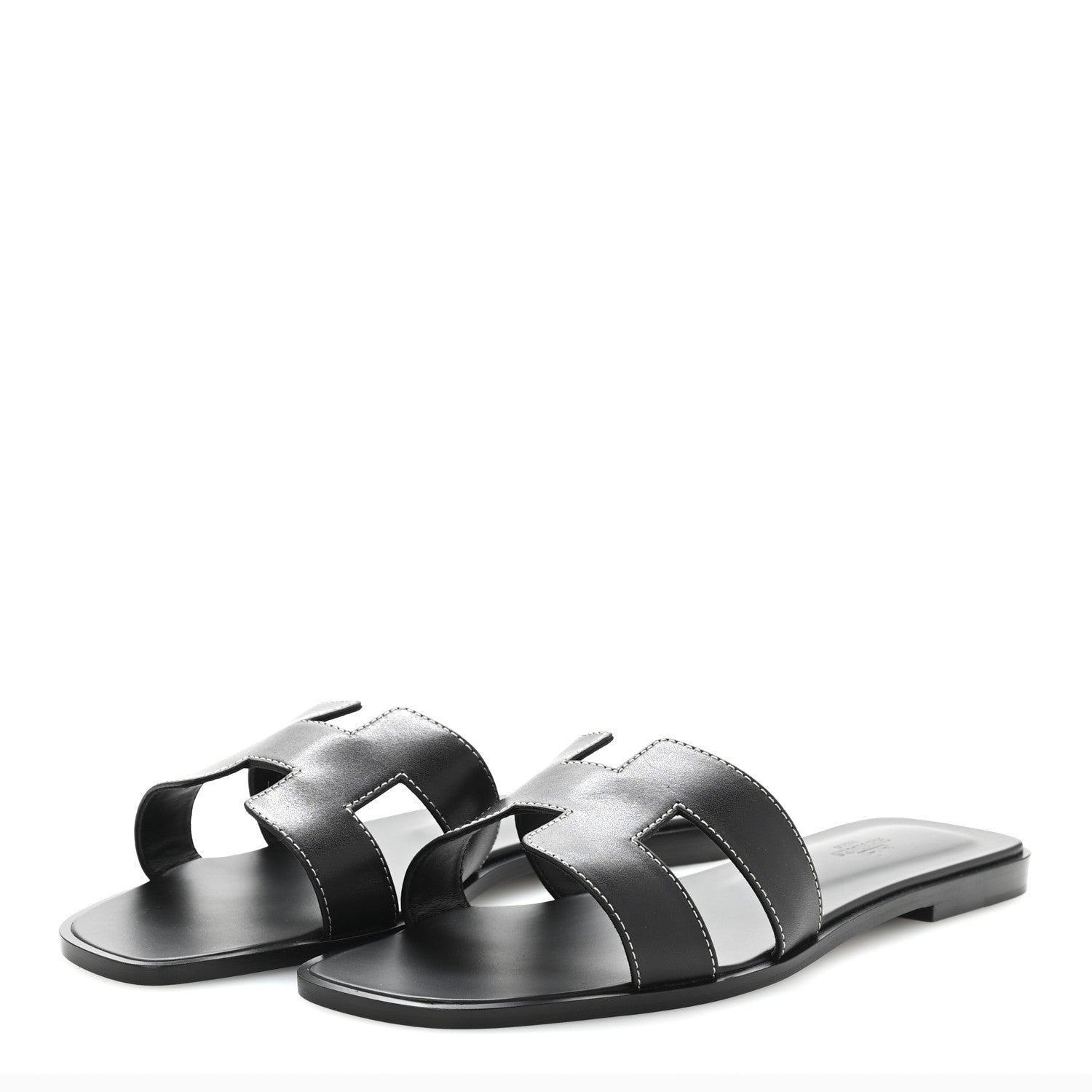 Hermes Box Calfskin Oran Sandals 41 Black 4 of 10