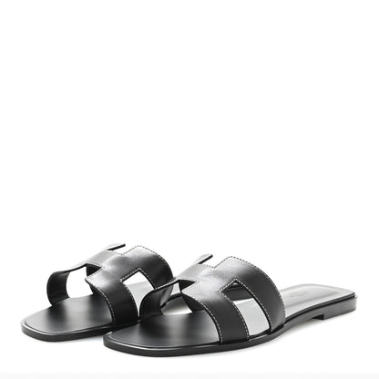 Hermes Box Calfskin Oran Sandals 41 Black 4 of 10