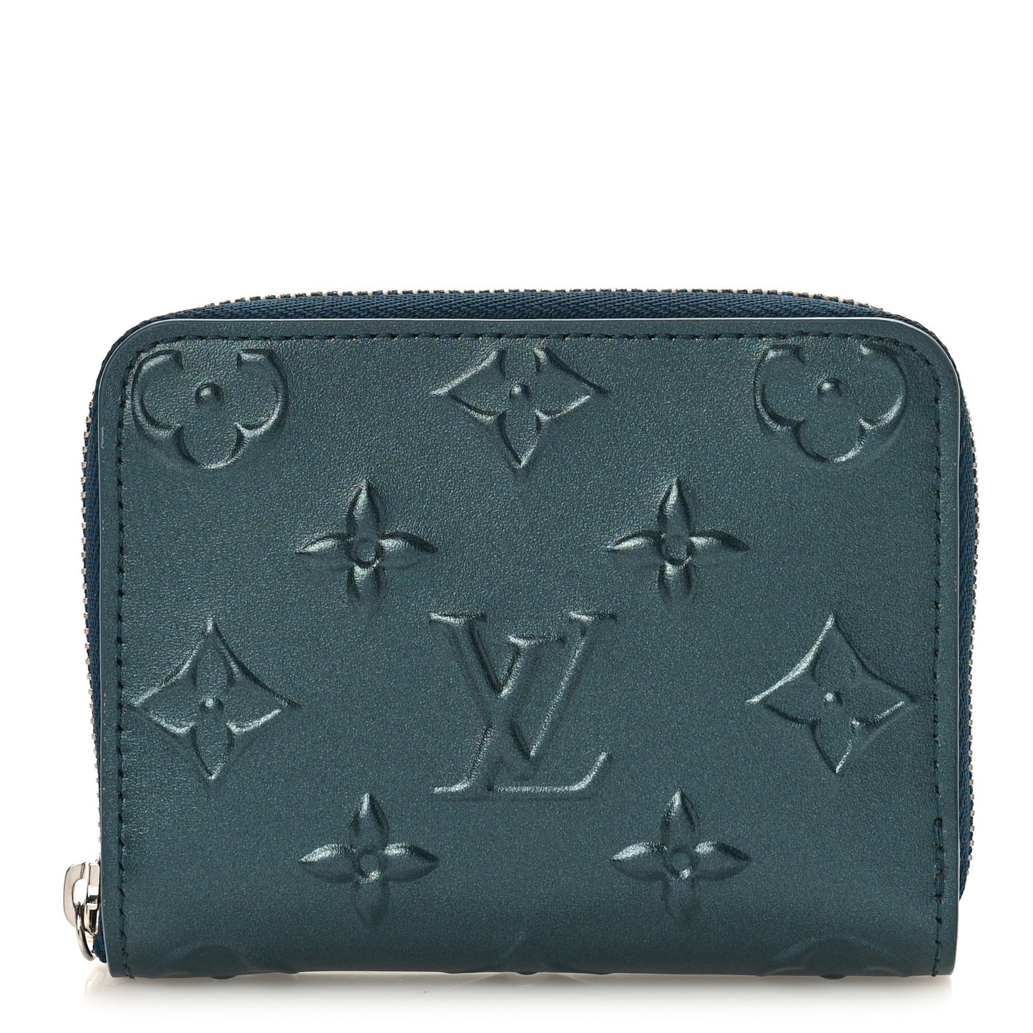 Calfskin Debossed Monogram Zippy Coin Purse Blue