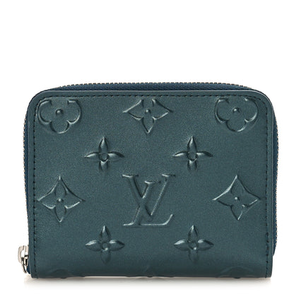 Louis Vuitton Calfskin Debossed Monogram Zippy Coin Purse Blue 1 of 8