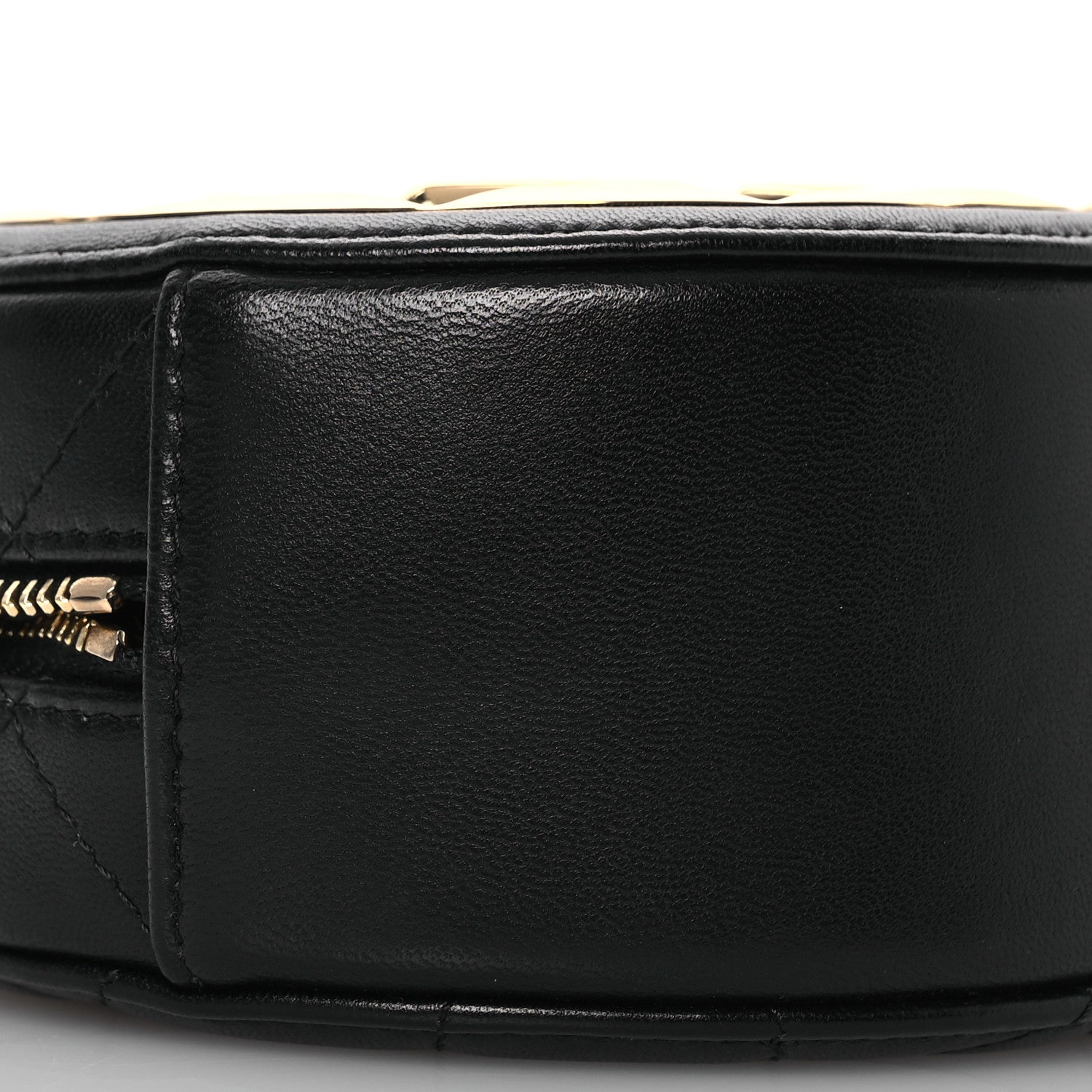 Chanel Lambskin Quilted Golden Plate Round Clutch With Chain Black 9 of 11