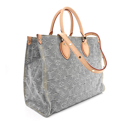 Louis Vuitton Monogram Denim Onthego MM Washed Gray 3 of 10