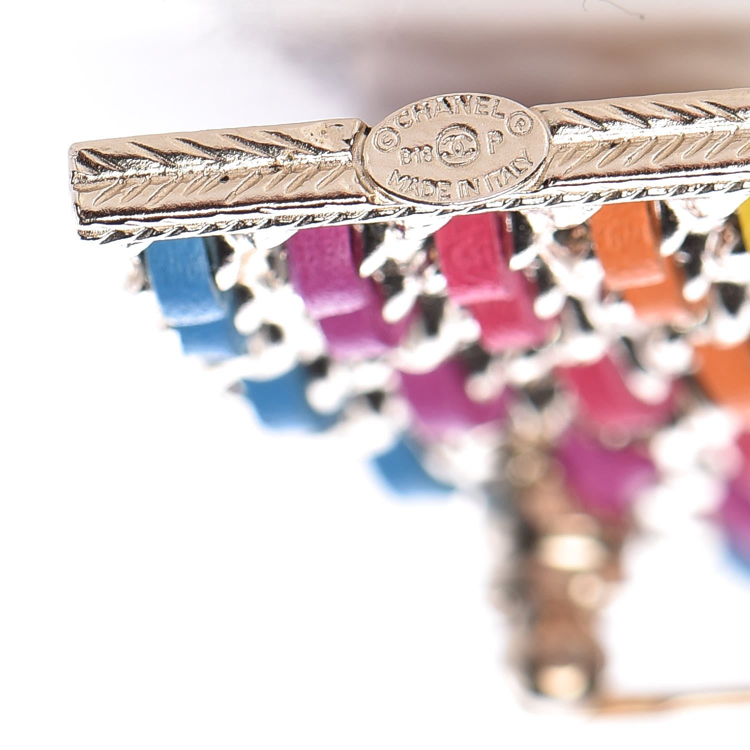 Chanel Lambskin Chain Rainbow CC Brooch Gold Multicolor 4 of 5