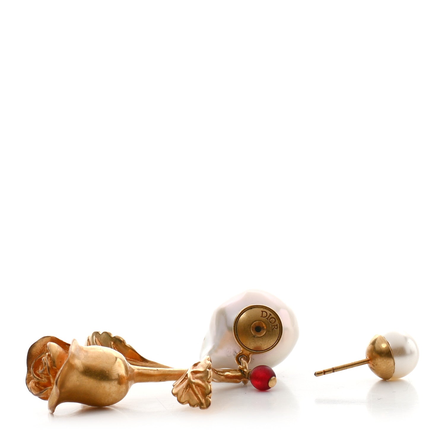 Christian Dior Pearl Flower Earring Gold 3 of 4