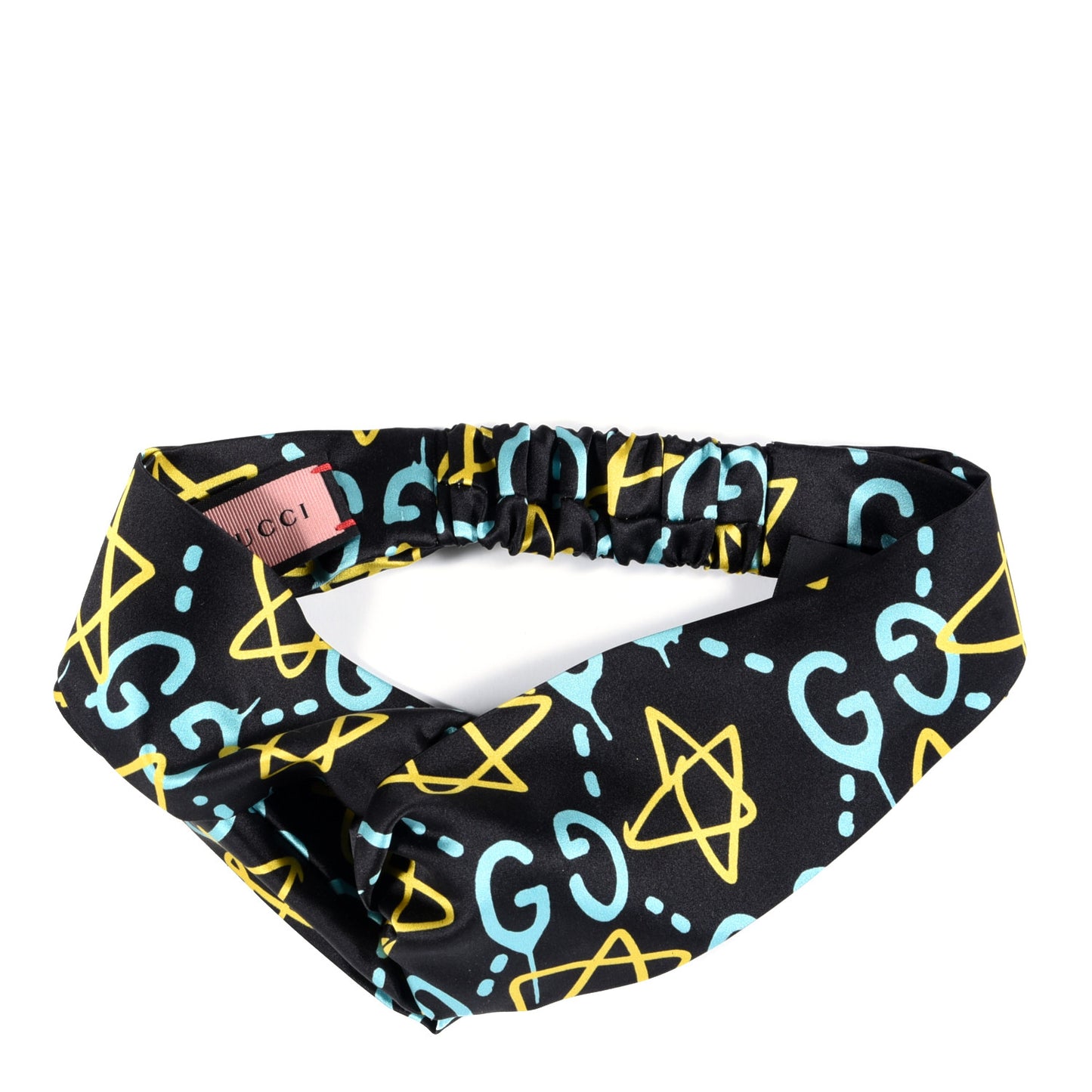 Silk GucciGhost Stars Print Duchesse Headband Black Sky Blue