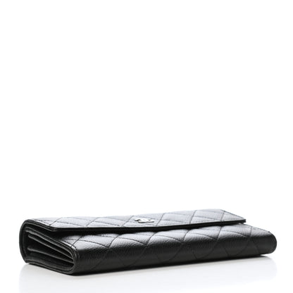Chanel Caviar Quilted Large Gusset Flap Wallet Black 4 of 9