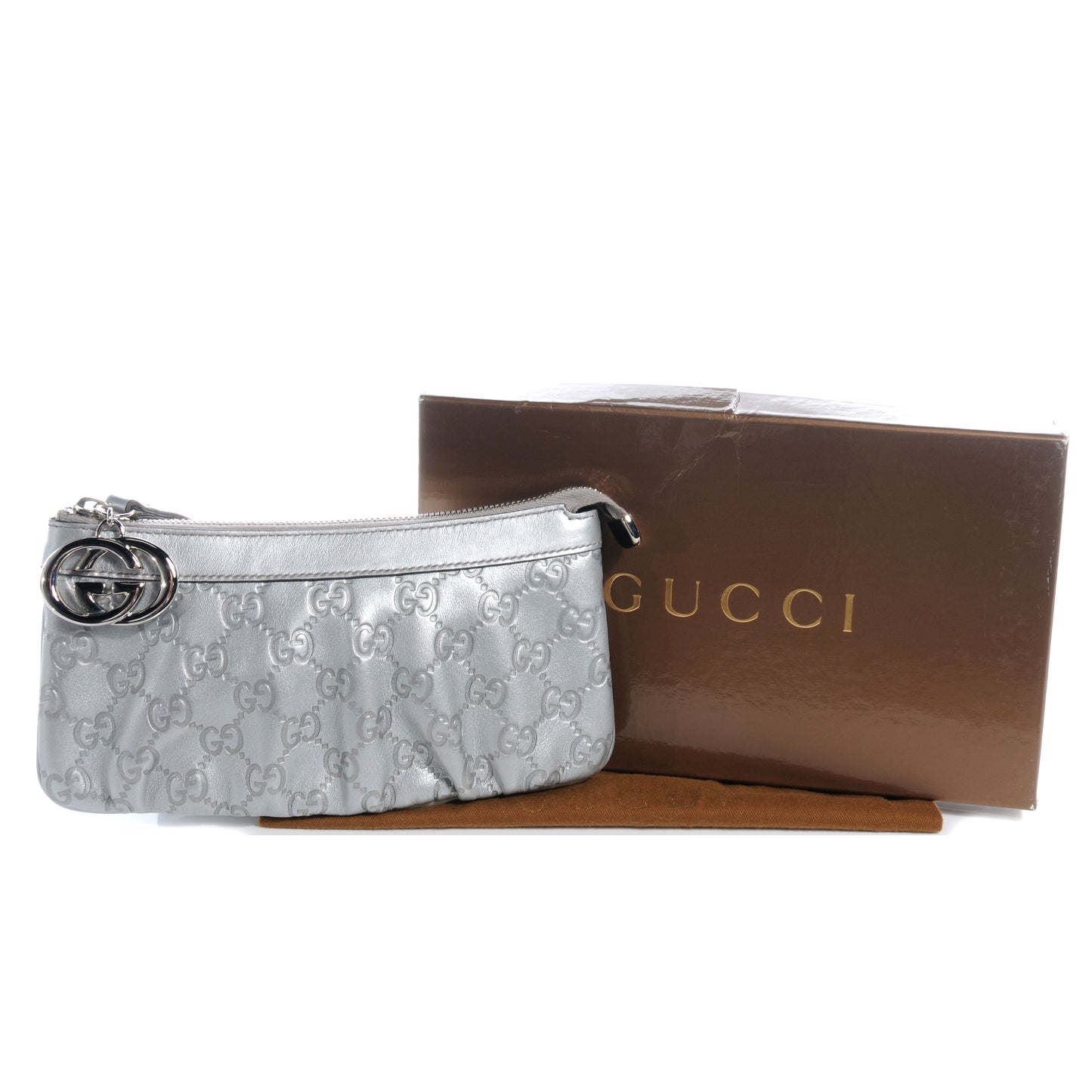 Guccissima New Britt Wristlet Silver