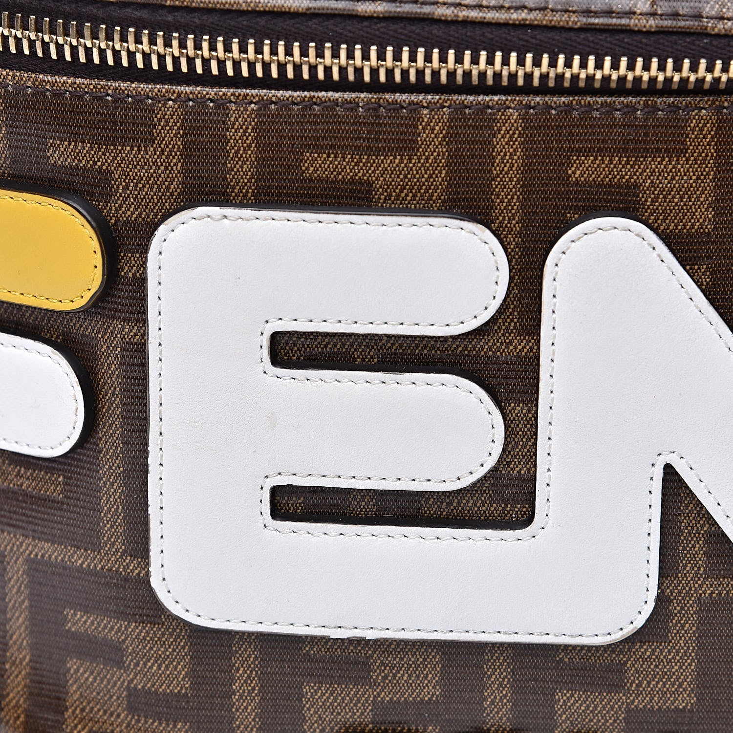 Fendi X FILA Glazed Fabric Vitello Century FF 1974 Mania Belt Bag Mogano Panna White 11 of 11