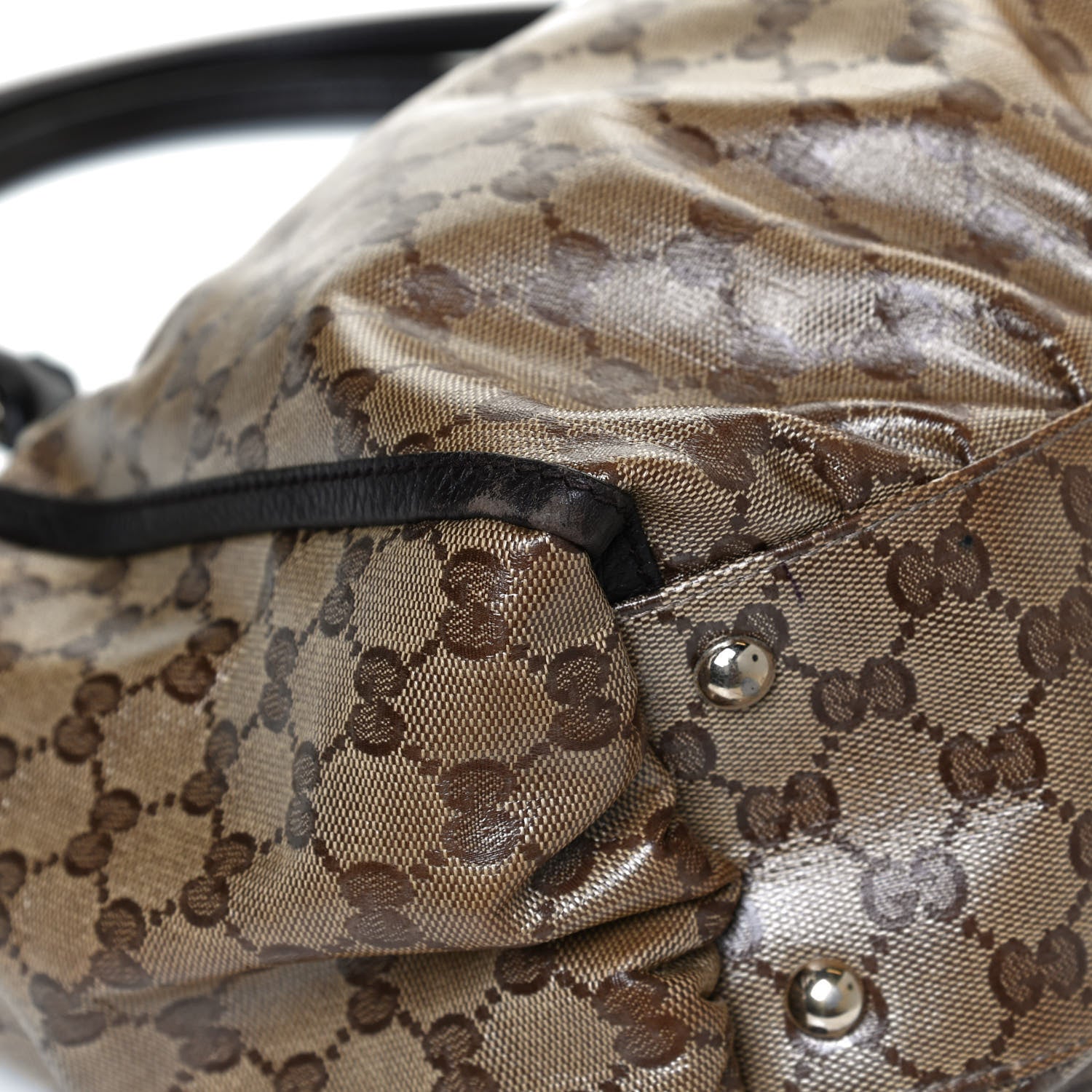 Gucci Crystal Monogram Large D Gold Ring Tote Dark Brown 12 of 14