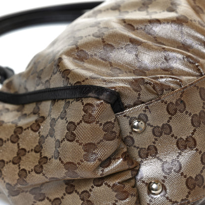 Gucci Crystal Monogram Large D Gold Ring Tote Dark Brown 12 of 14