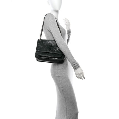 Saint Laurent Crinkled Lambskin Matelasse Monogram Medium Niki Chain Satchel Green 3 of 10