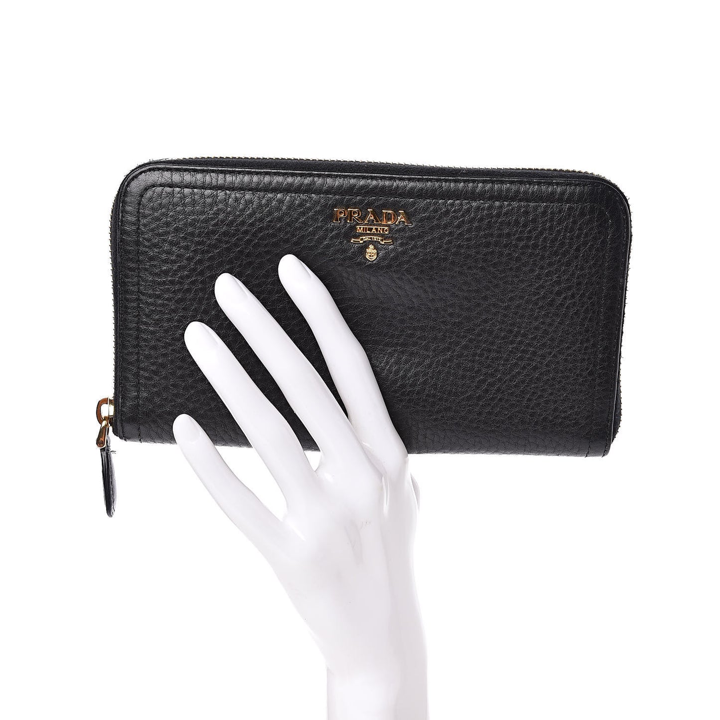 Vitello Daino Zip Around Wallet Black