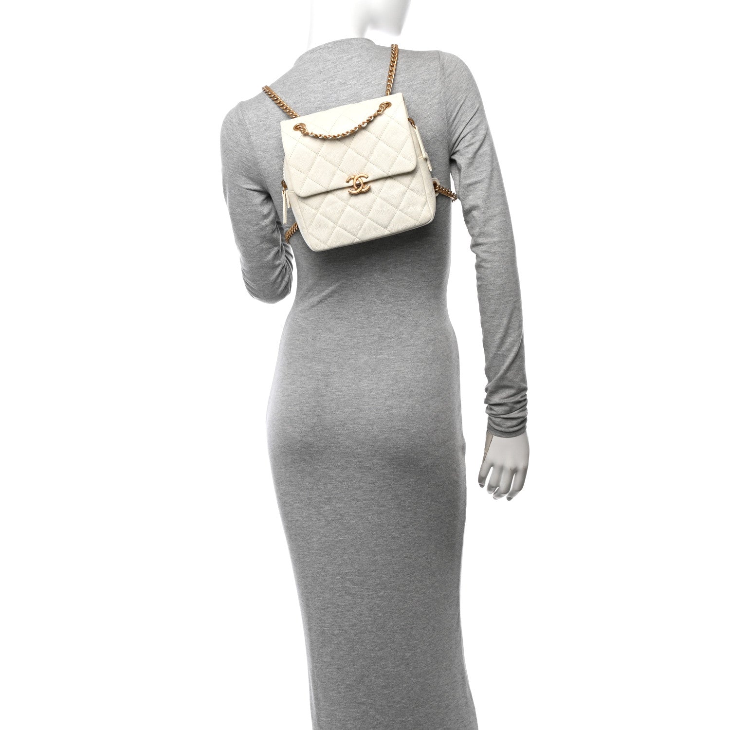 Chanel Shiny Caviar Quilted Chain Melody Backpack White 2 of 12