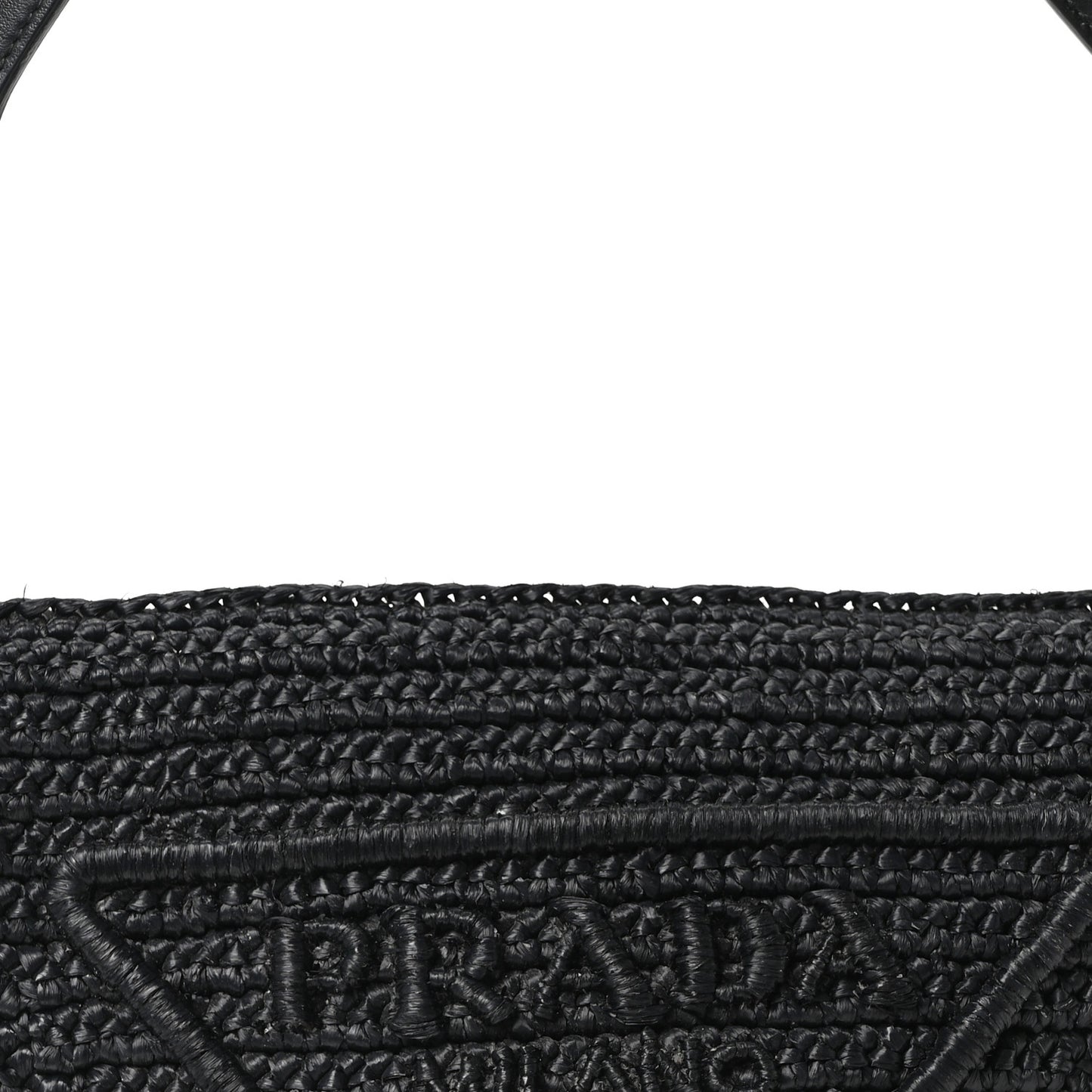 Yarn Raffia Effect Crochet Triangle Shoulder Bag Black