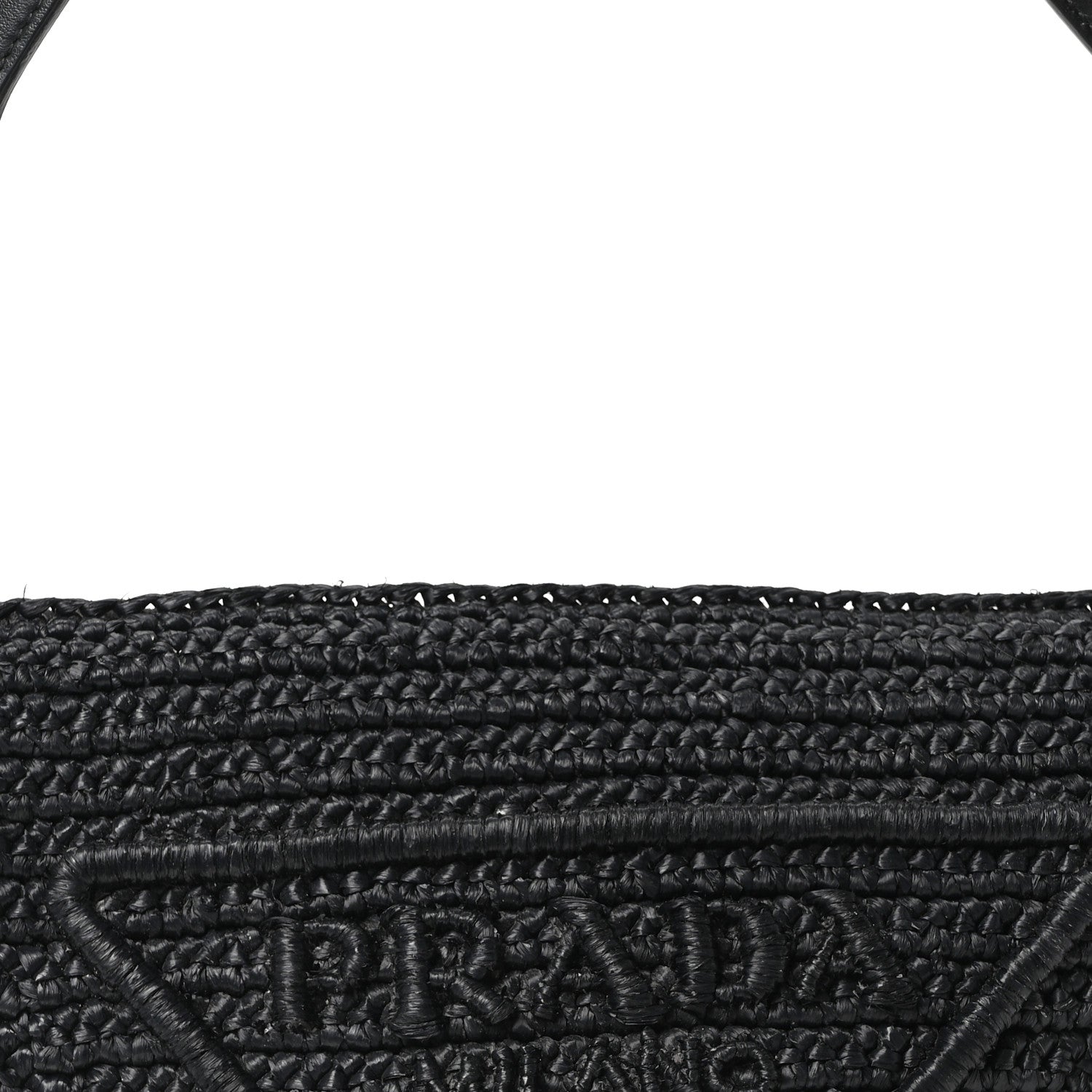 Prada Yarn Raffia Effect Crochet Triangle Shoulder Bag Black 8 of 10