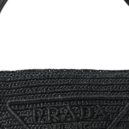 Prada Yarn Raffia Effect Crochet Triangle Shoulder Bag Black 8 of 10