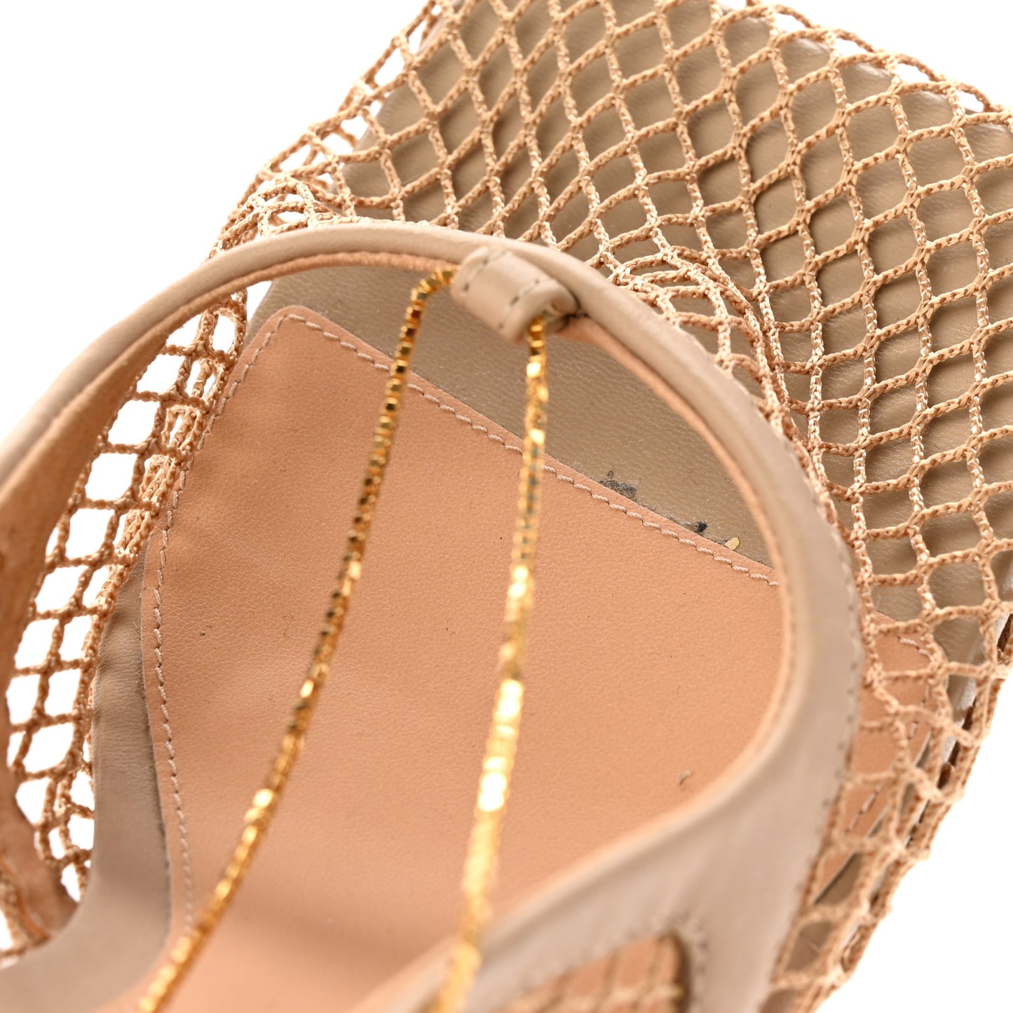 Mesh Calfskin Chain Stretch Pumps 40 Beige