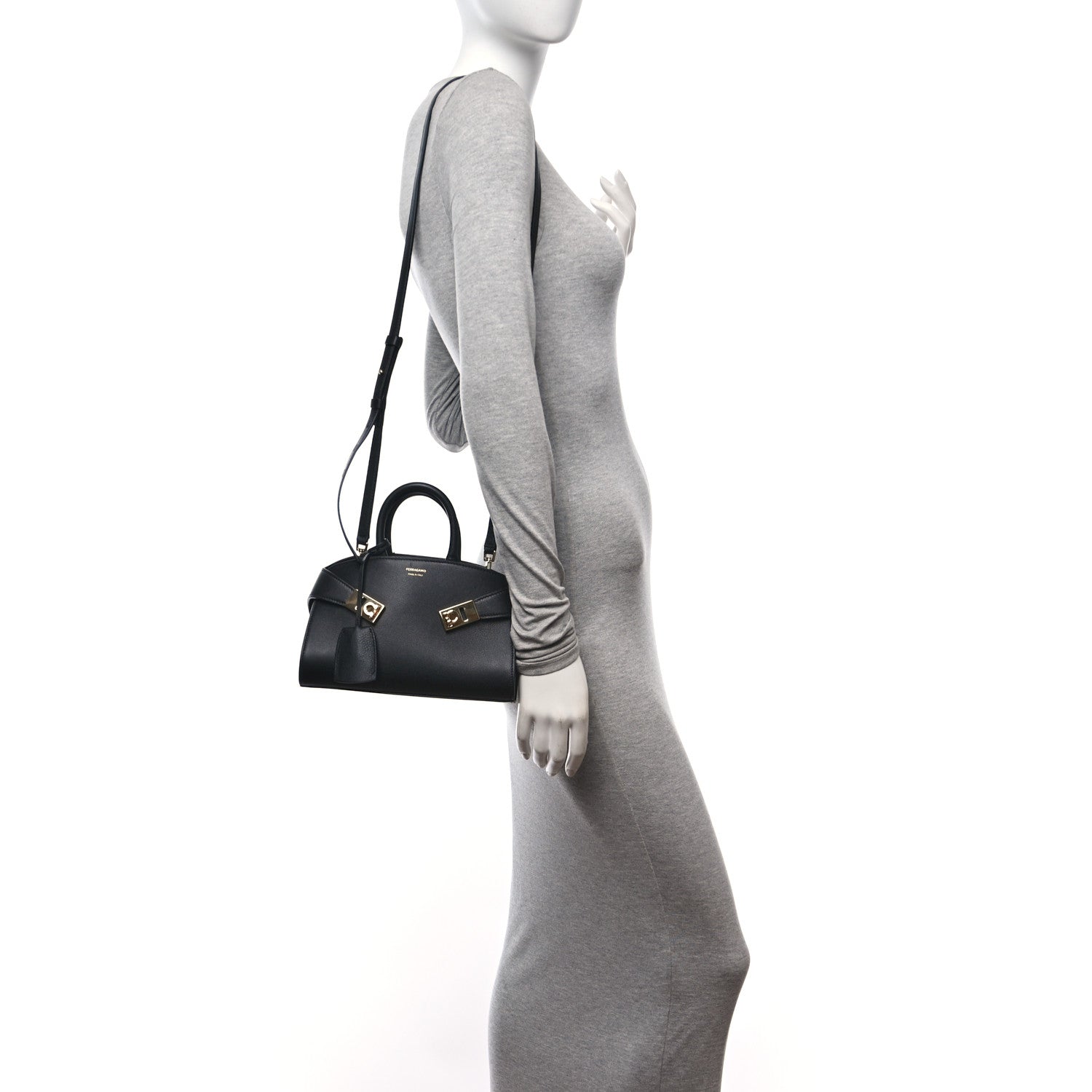 Salvatore Ferragamo Calfskin Mini Hug Bag Black 2 of 14