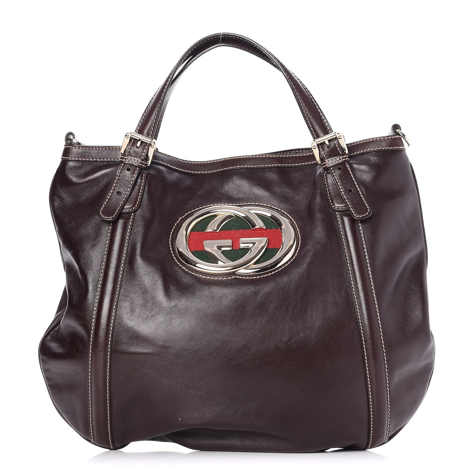 Gucci Calfskin Medium Britt Bag Dark Brown 1 of 7