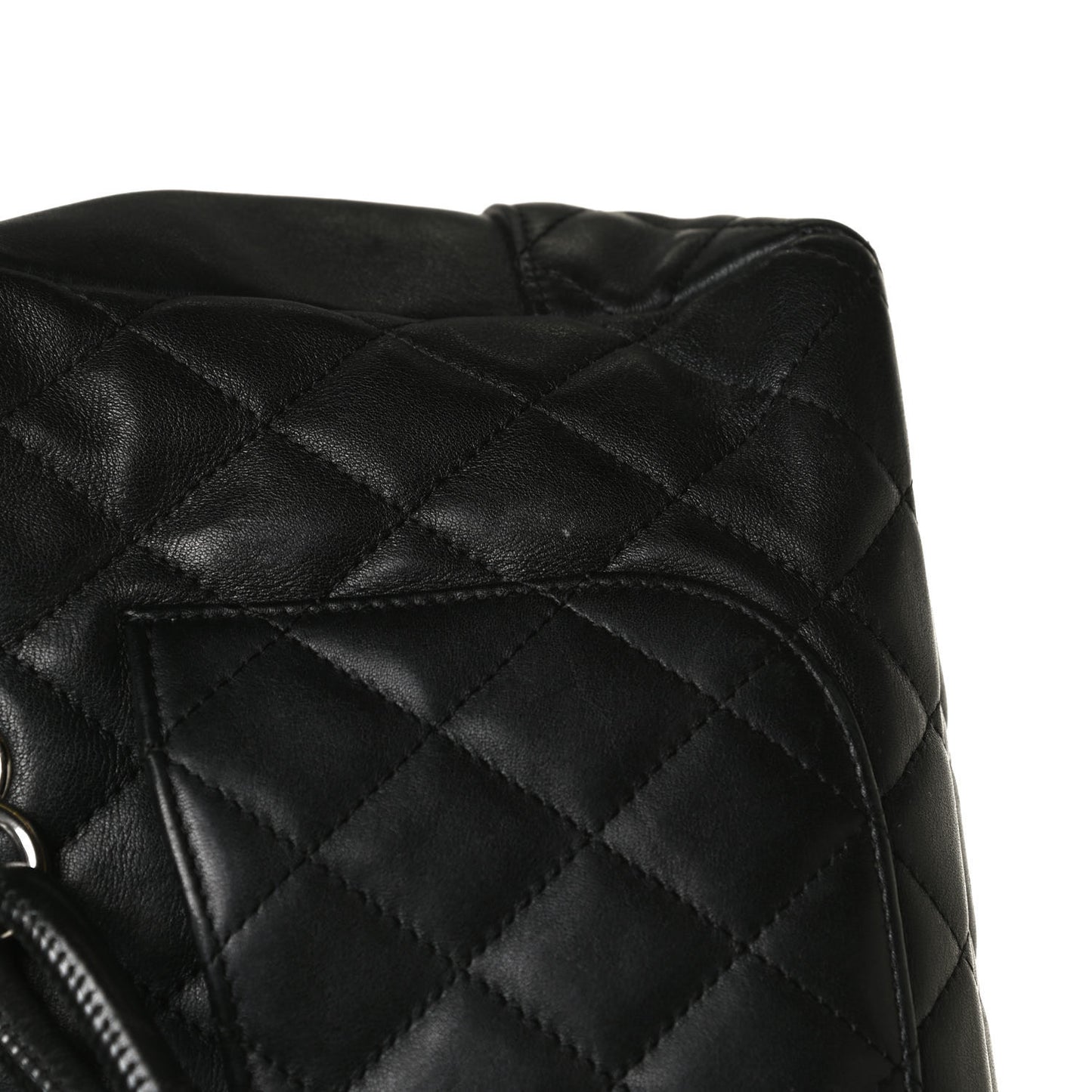 Calfskin Quilted Large Cambon Bowler Black White