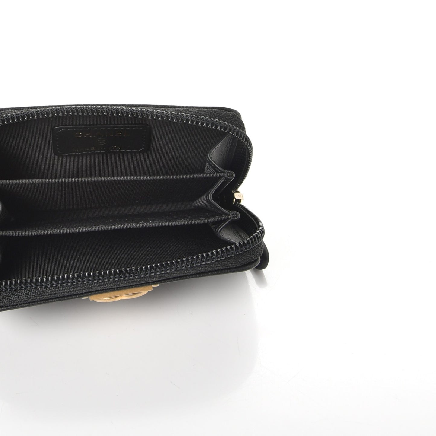 Caviar Quilted Boy Zip Around Coin Purse Wallet Black