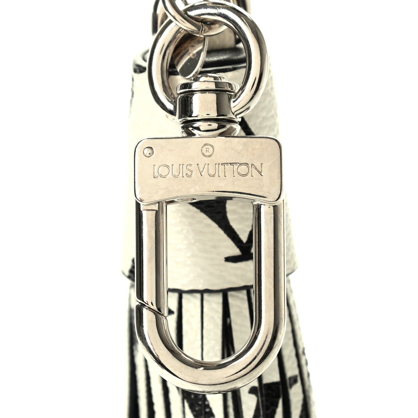 Monogram Tassel Bag Charm White