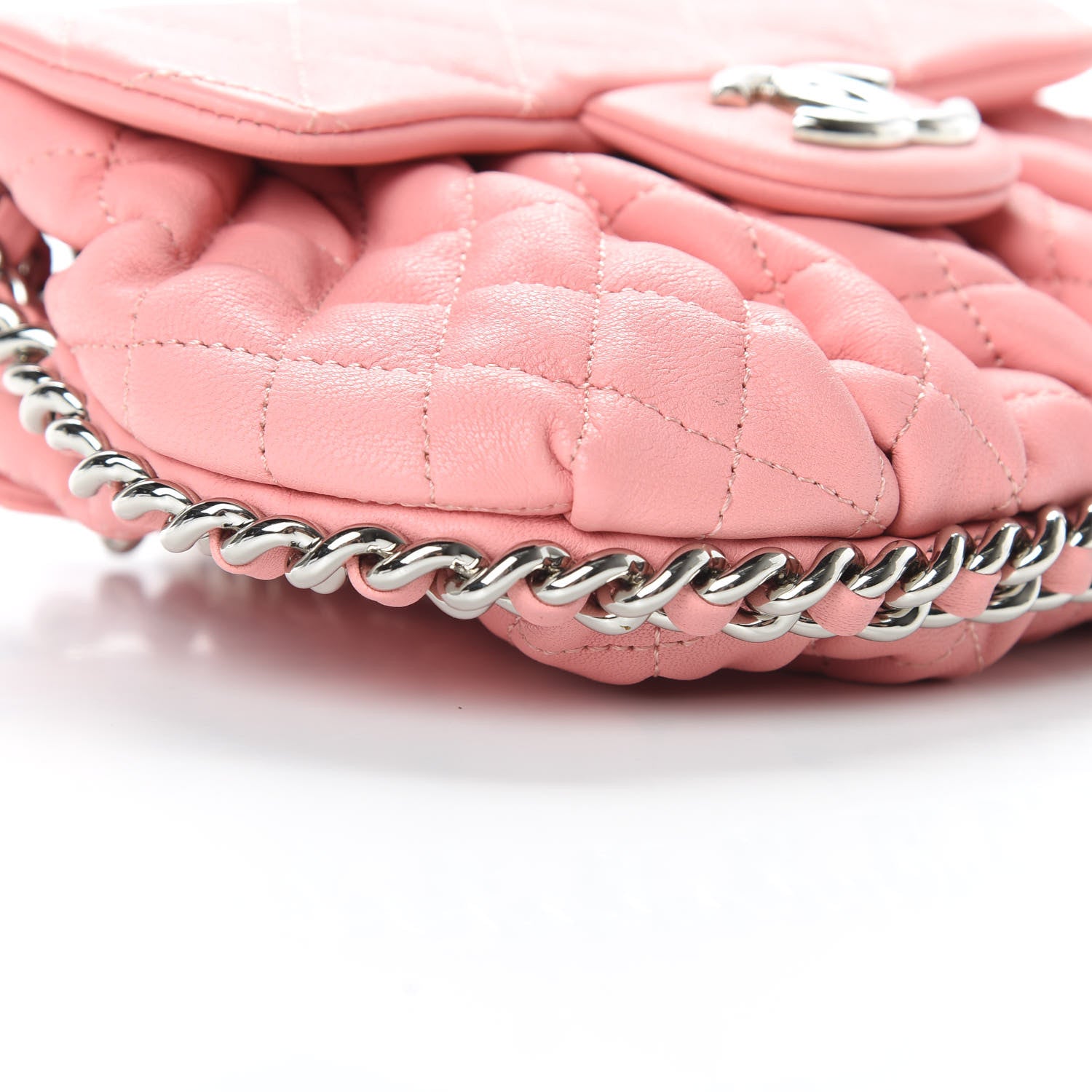 Chanel Washed Lambskin Quilted Mini Chain Around Messenger Pink 9 of 11