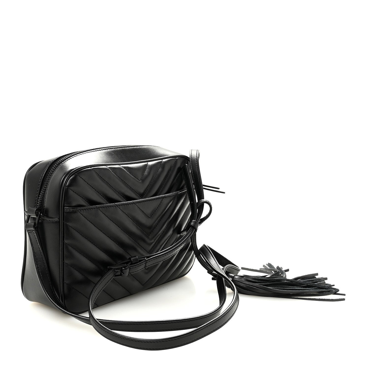 Saint Laurent Calfskin Matelasse Monogram Monochrome Lou Camera Bag Black 3 of 9