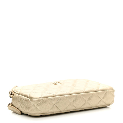 Chanel Metallic Caviar Quilted Small Clutch With Chain Gold 4 of 13