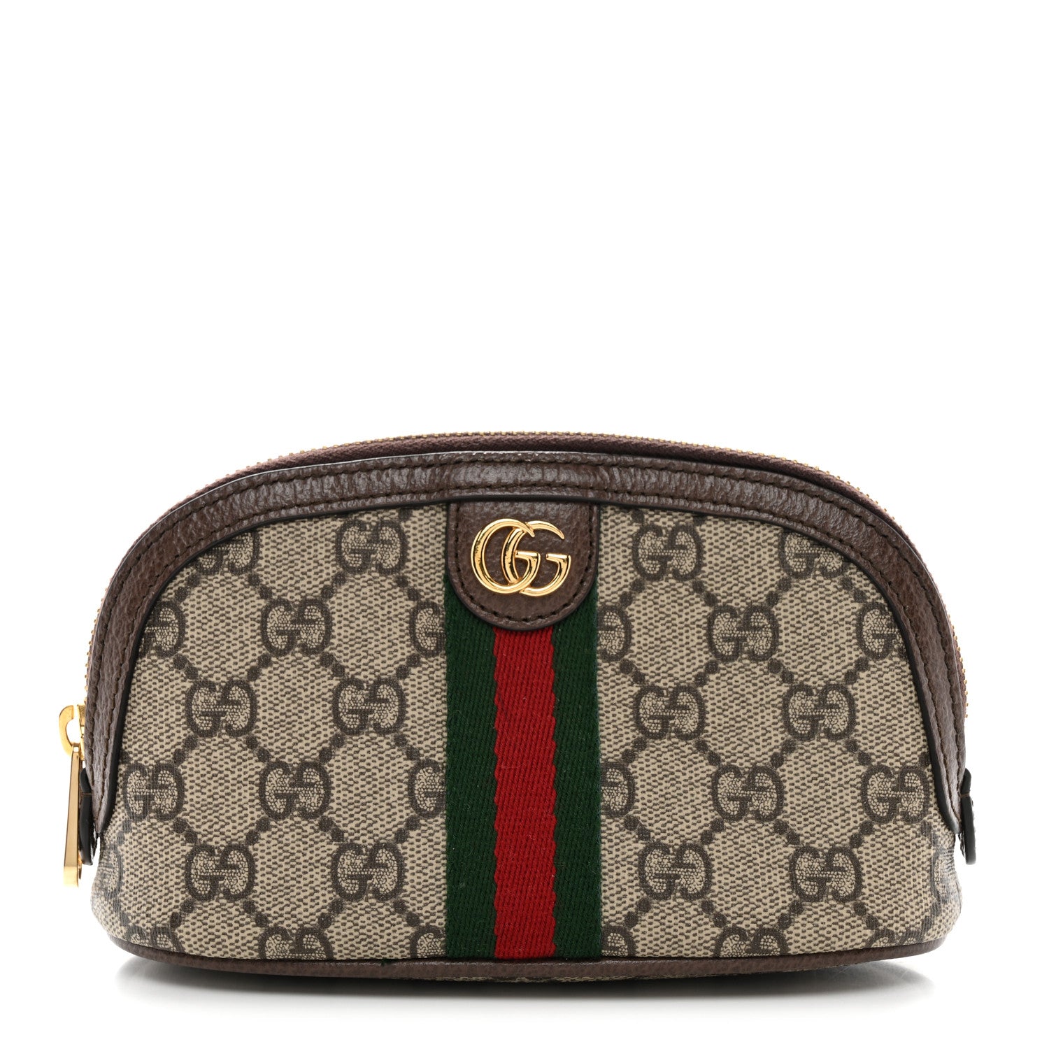 Gucci GG Supreme Monogram Textured Calfskin Web Medium Ophidia Cosmetic Case Beige Ebony New Acero 1 of 7