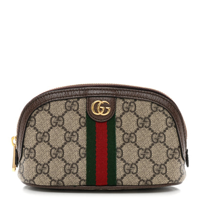 Gucci GG Supreme Monogram Textured Calfskin Web Medium Ophidia Cosmetic Case Beige Ebony New Acero 1 of 7